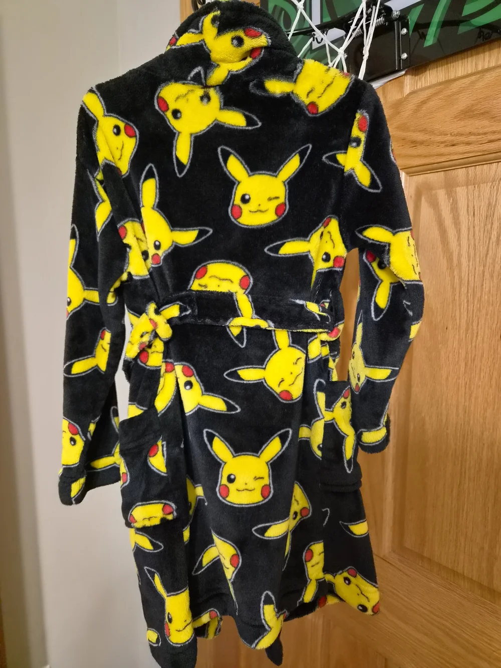 Pokemon Black & Yellow Pikachu Fleece Robe for Kids